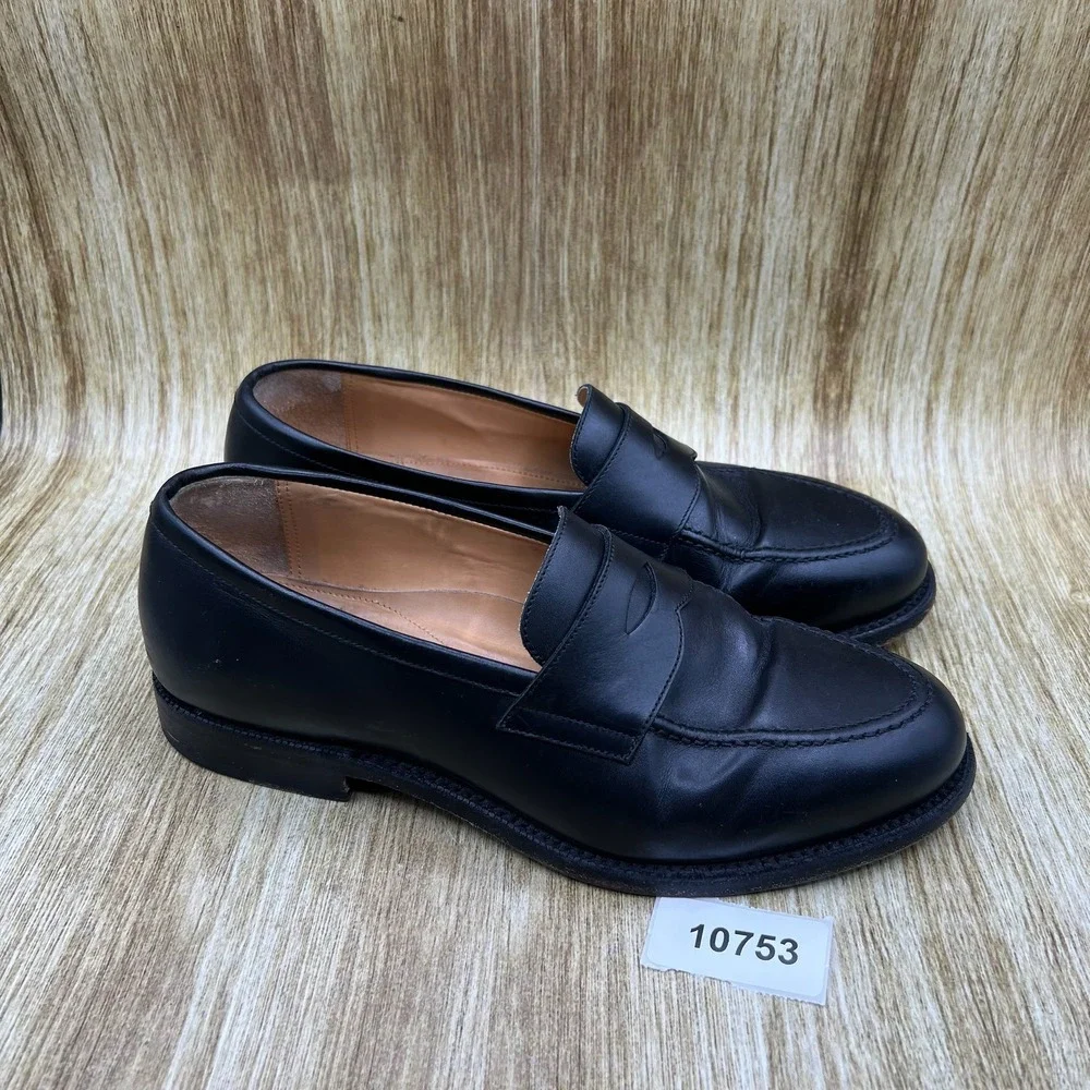 Suitsupply Penny Loafers Men's Size 8.5 Black Leather Made in Italy Dress Shoes